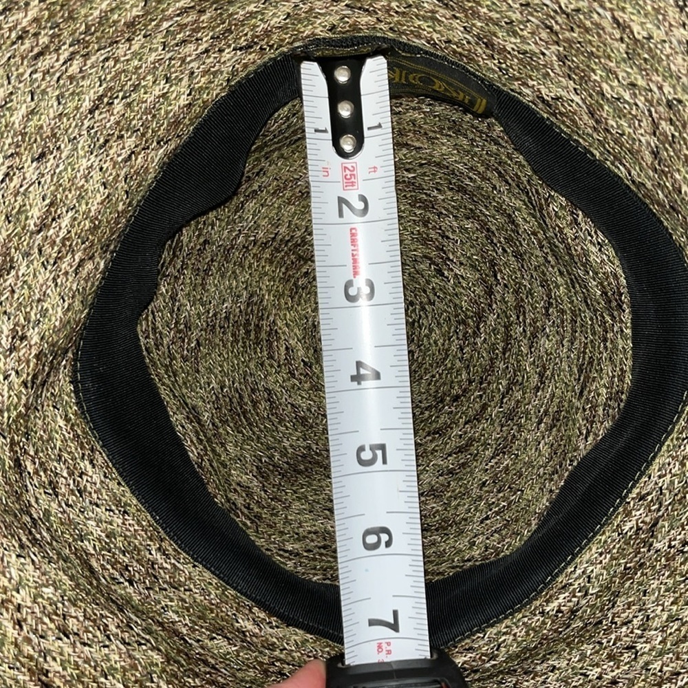 Kokin New York Woven Wide Brim Sun Hat w Twisted Leather Band Green Heather - Picture 12 of 12